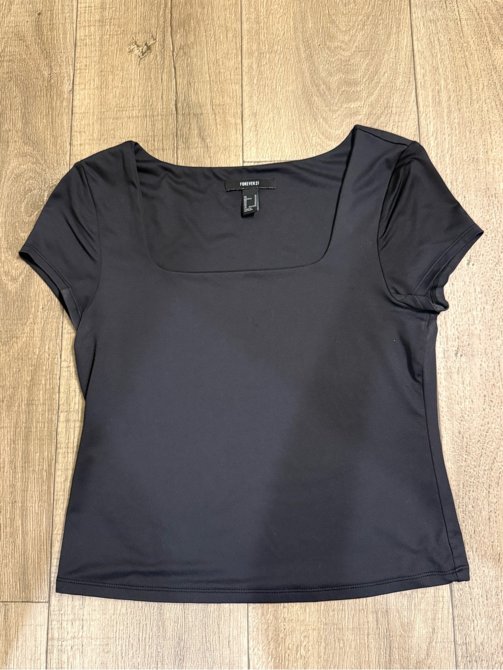 Forever 21 Black Short-Sleeve Square Neck Top